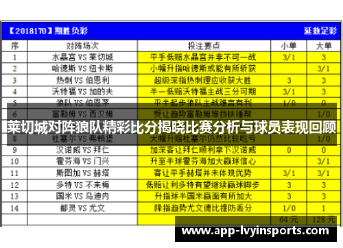 莱切城对阵狼队精彩比分揭晓比赛分析与球员表现回顾